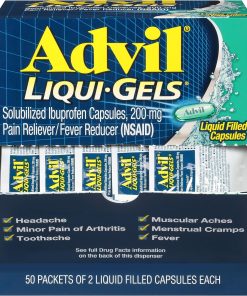 Advil Liqui-Gels Pain Reliever and Fever Reducer 200mg, 0.03 Oz each, 50 Packets of 2 Liquid Filled Capsules