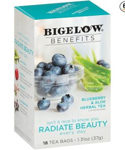 Bigelow Benefits Radiate Beauty Blueberry and Aloe Herbal Tea 18 Teabags