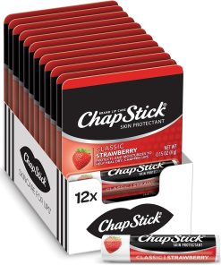 ChapStick Classic Strawberry Lip Balm Tubes, 0.15 Oz each, Pack of 12