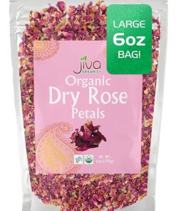 Jiva USDA Organic Dried Red Rose Petals 6 Oz 170g Large Bag