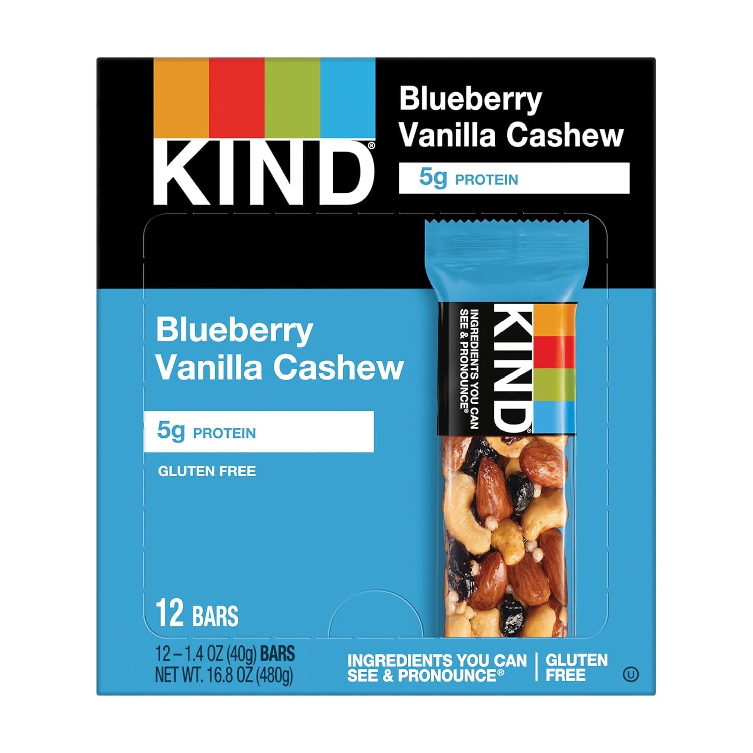 KIND Bars, Blueberry Vanilla Cashew, Healthy Snacks, Pack Of 12 - Image 2