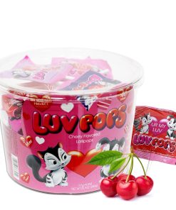 Luv Pops Intense Cherry Flvr Lollipops Jar 40ct