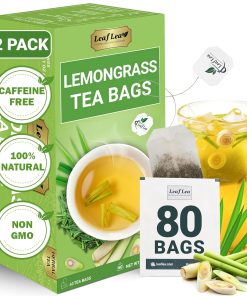 LeafLea 80 Premium Lemongrass Tea Bags Natural Herbal Lemongrass Leaves Caffeine Free
