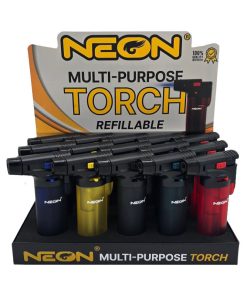 Neon Multi-Purpose Refillable Torch Transparent Color 15ct Box