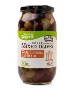 Alternative view of Organic Mix Olives – Garlic, Herb & Capsicum 980g
