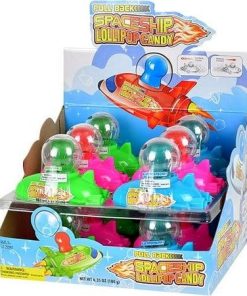Kokos Pull-Back Spaceship 12 Ct 0.52 Oz Lollipop Candy Toy
