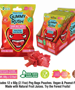 Gummy Rush Mini Sour Belt Bites Forest Fruits 2.11oz 12ct Tray